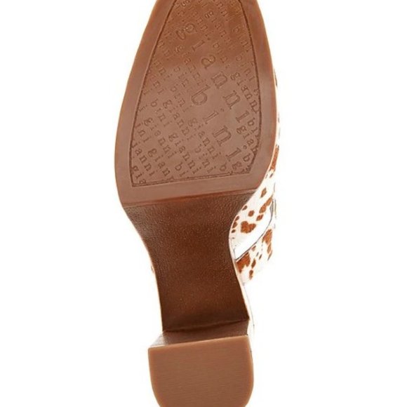 Gianni Bini Sotelo Cow Print Calf Hair Buckle Detail Platform Clogs - Picture 5 of 5